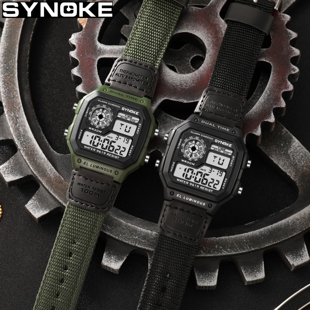 Canvas Strap Watch - Synoke Orologio digitale militare da esterno