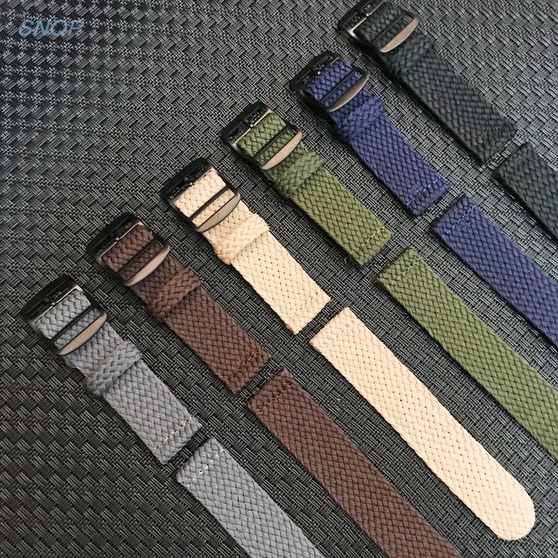 Perlon Strap Woven - 20mm 22mm Nero Navy tinta unita