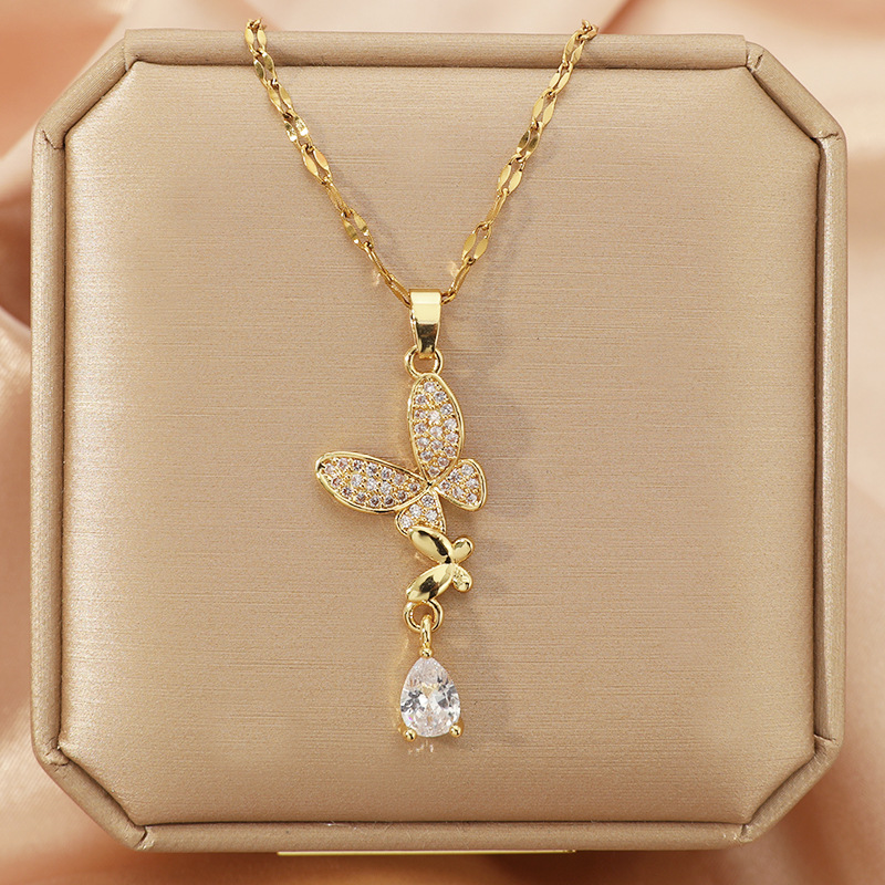 Butterfly Clasp Deployant - Collana in Acciaio al Titanio con