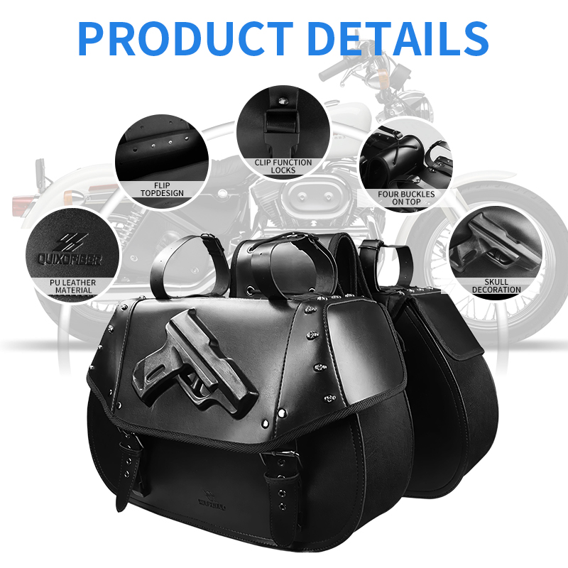 Leather Strap Quick Release - Borse Laterali Universali per Moto in