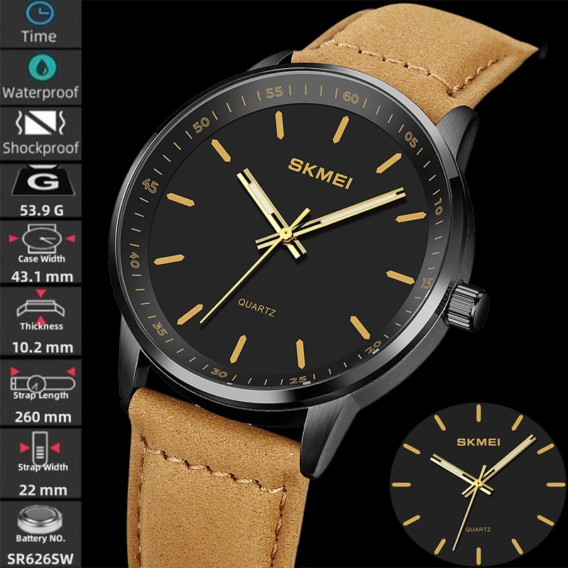 Leather Watch Band Men - Skmei orologi al quarzo di marca
