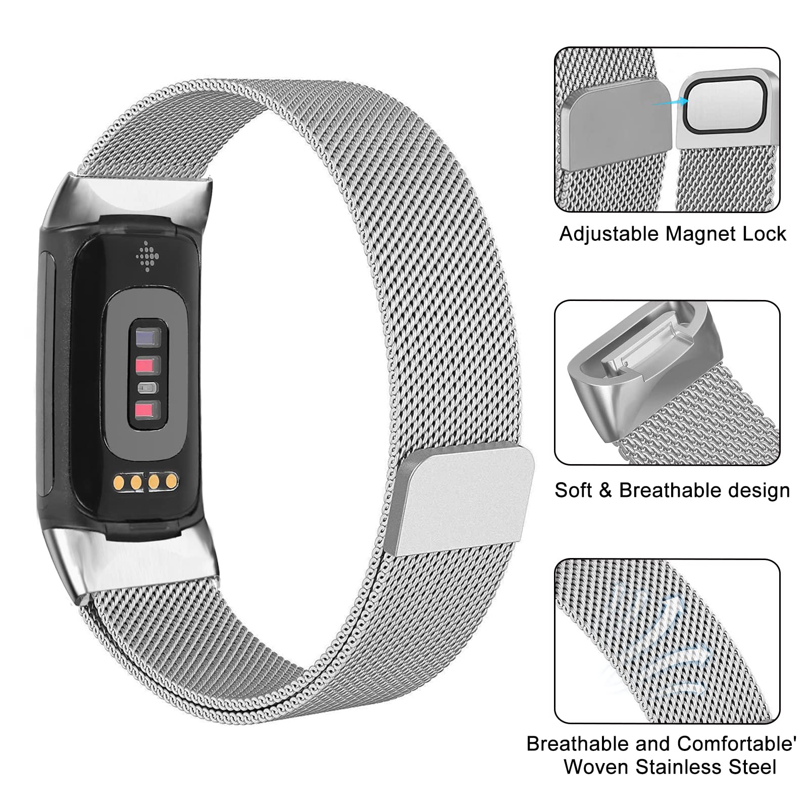 Milanese Loop Magnetic - Anello milanese Per fitbit charge 6