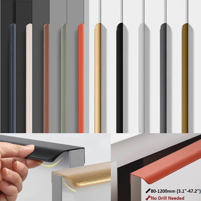 Curved Spring Bar - Maniglie per mobili invisibili in alluminio