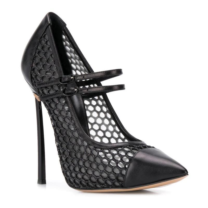 Sexy Mesh Patchwork Punta a pu - Mesh Strap Metal recensione e prezzo