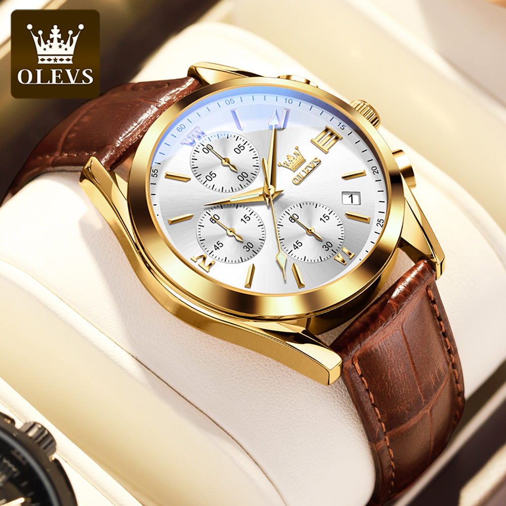 OLEVS 2872 Cronografo da polso - Leather Watch Band Men recensione e prezzo