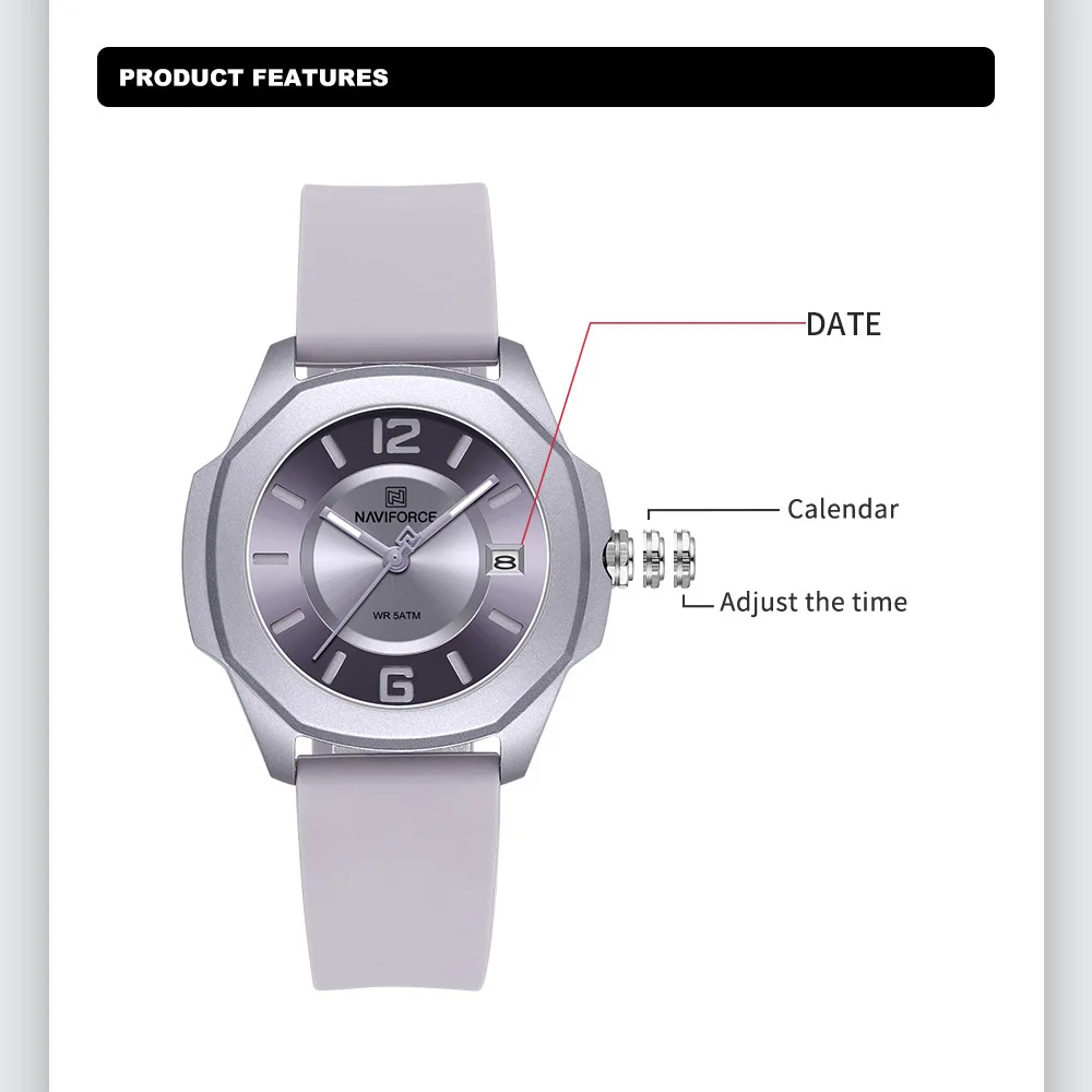 NAVIFORCE 7107 Orologio da don - Silicone Band Women recensione e prezzo