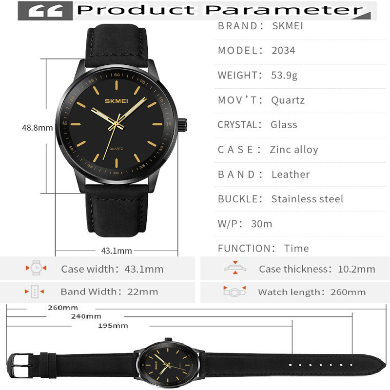 Skmei orologi al quarzo di mar - Leather Watch Band Men recensione e prezzo